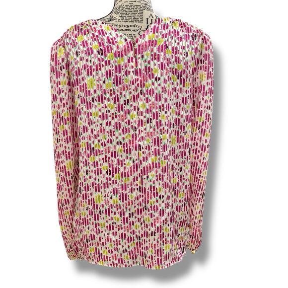 Kate Spade Size L Barbie Pink Floral Marker Devore Blouse Top Designer Retro - Picture 4 of 6